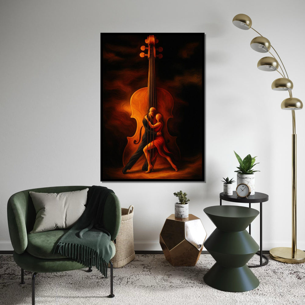 Dancing Couple Violin, Romantic Dance Canvas Art, Musical Embrace Wall Print, Wall Art Canvas Design, Ready to Hang Decoration
