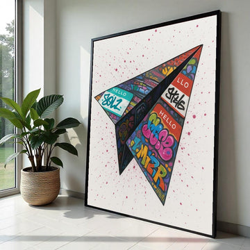 Graffiti Paper Airplane Canvas, Street Art Poster, Pop Art Style, Wall Art Canvas Design, Ready To Hang Decoration, Urban Art Canvas