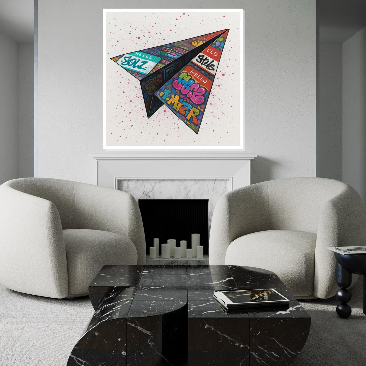 Graffiti Paper Airplane Canvas, Street Art Poster, Pop Art Style, Wall Art Canvas Design, Ready To Hang Decoration, Urban Art Canvas