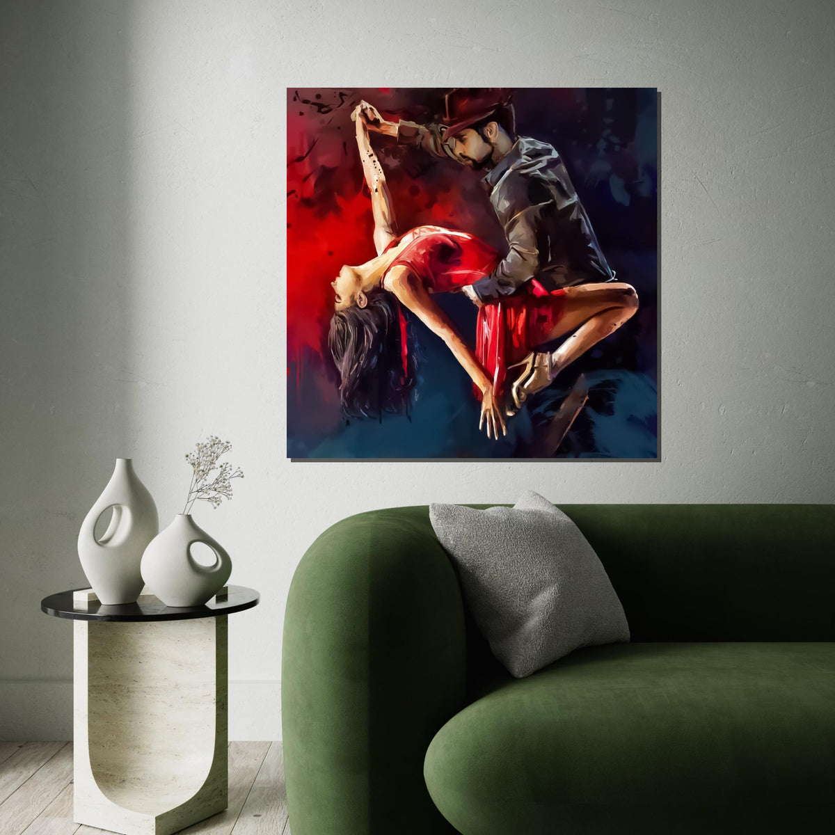 Passionate Dance Canvas, Couple Dancing Art, Red Dress Wall Print, Romance Poster, Wall Art Canvas Design, Ready To Hang Decoration