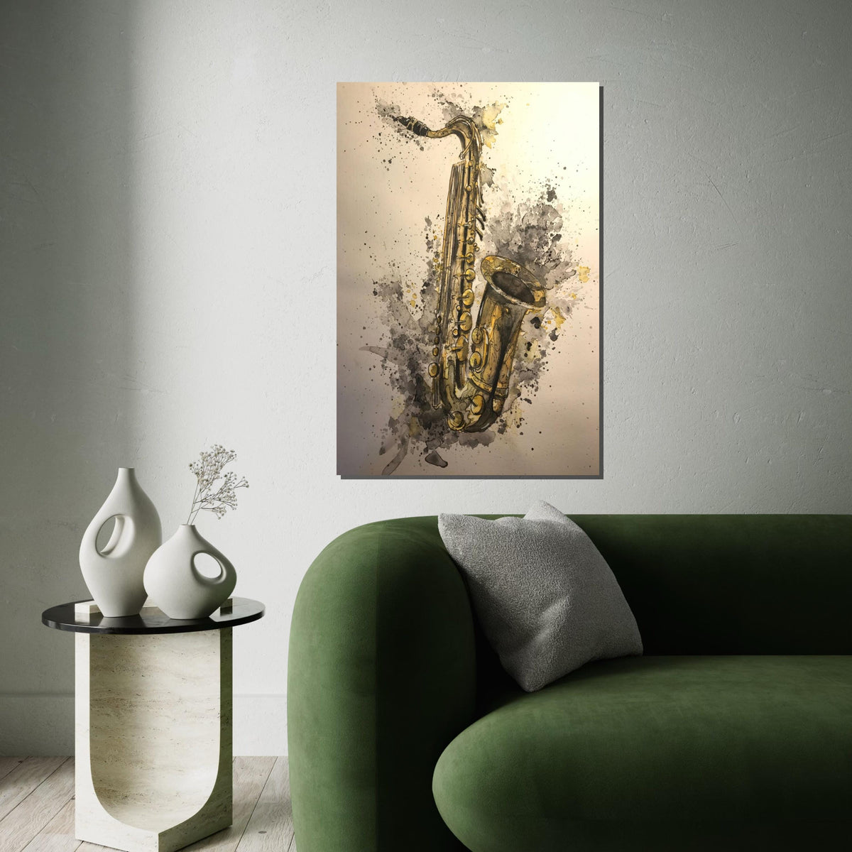 Saxophone Canvas Art, Jazz Music Wall Print, Instrument Poster, Watercolor Style, Wall Art Canvas Design, Ready To Hang Decoration