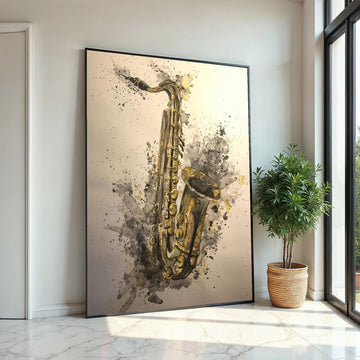 Saxophone Canvas Art, Jazz Music Wall Print, Instrument Poster, Watercolor Style, Wall Art Canvas Design, Ready To Hang Decoration
