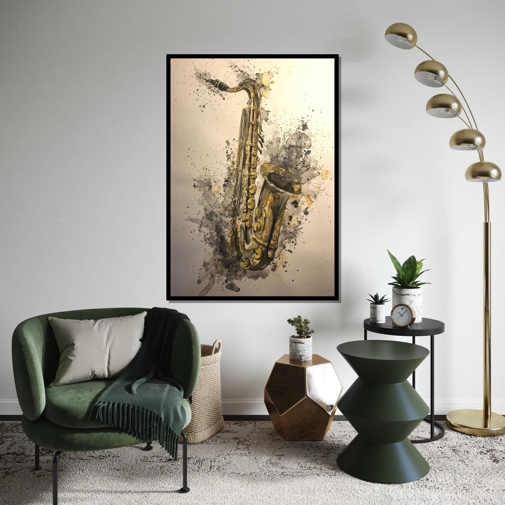 Saxophone Canvas Art, Jazz Music Wall Print, Instrument Poster, Watercolor Style, Wall Art Canvas Design, Ready To Hang Decoration