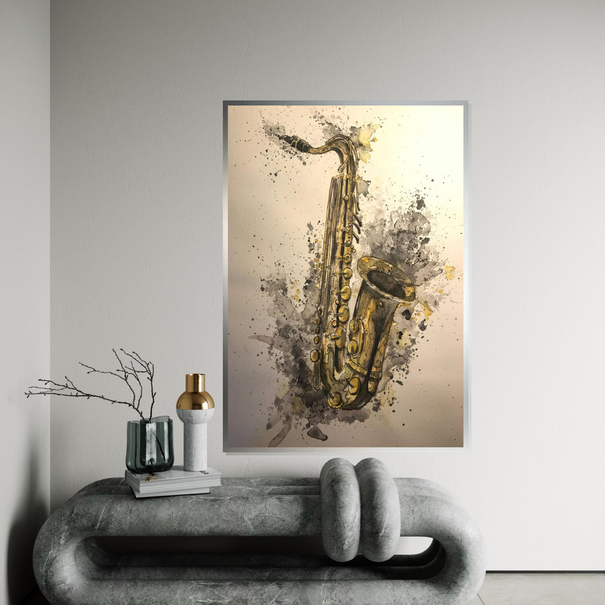 Saxophone Canvas Art, Jazz Music Wall Print, Instrument Poster, Watercolor Style, Wall Art Canvas Design, Ready To Hang Decoration