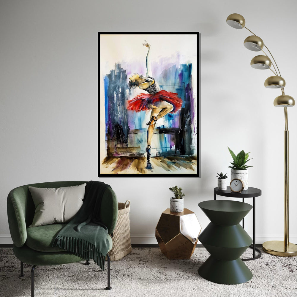 Ballet Dancer Canvas, Red Tutu Ballet Art, Elegant Dance Wall Print, Wall Art Canvas Design, Ready to Hang Decoration