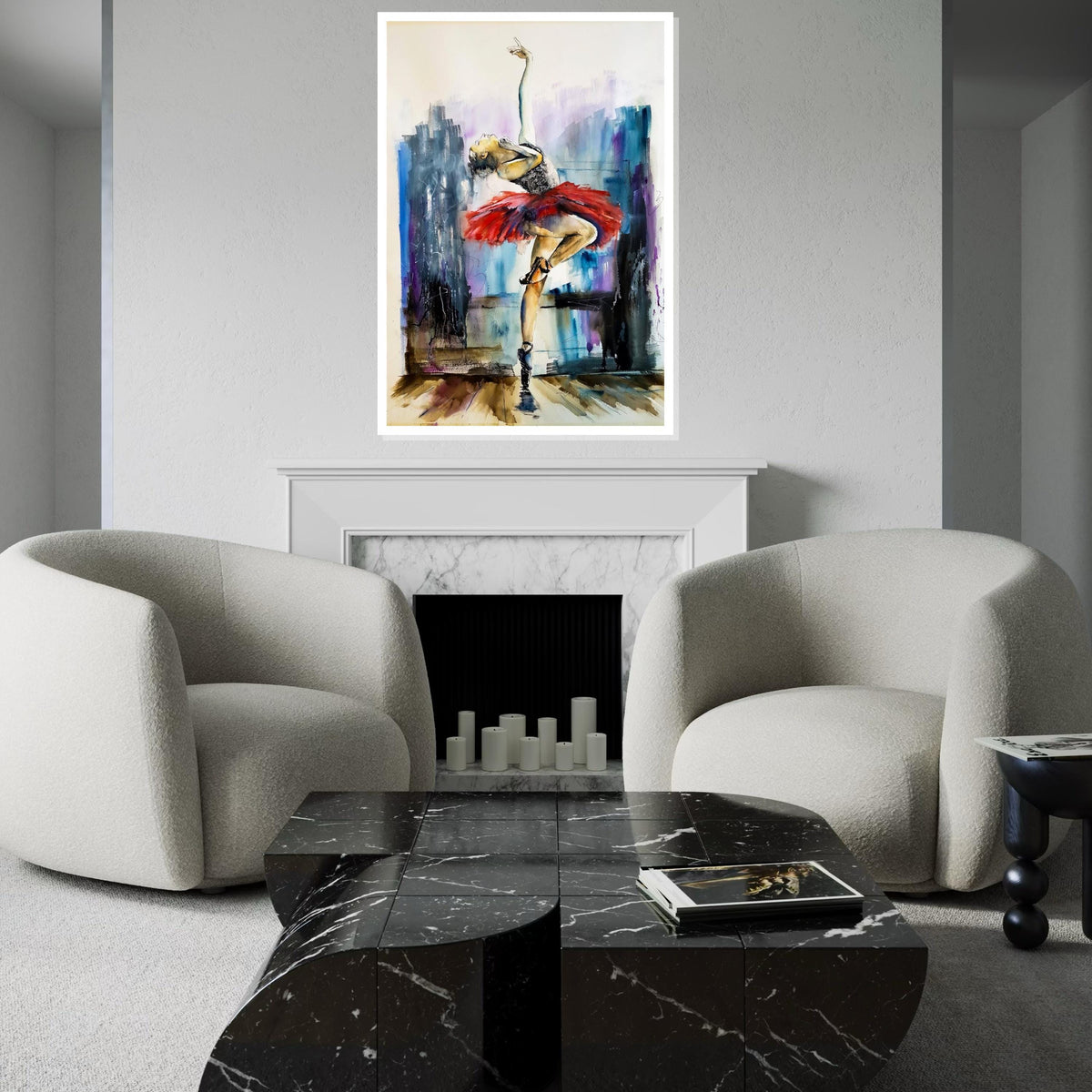 Ballet Dancer Canvas, Red Tutu Ballet Art, Elegant Dance Wall Print, Wall Art Canvas Design, Ready to Hang Decoration