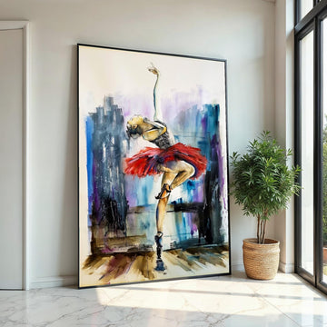 Ballet Dancer Canvas, Red Tutu Ballet Art, Elegant Dance Wall Print, Wall Art Canvas Design, Ready to Hang Decoration