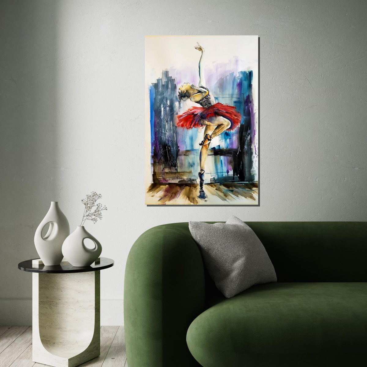 Ballet Dancer Canvas, Red Tutu Ballet Art, Elegant Dance Wall Print, Wall Art Canvas Design, Ready to Hang Decoration