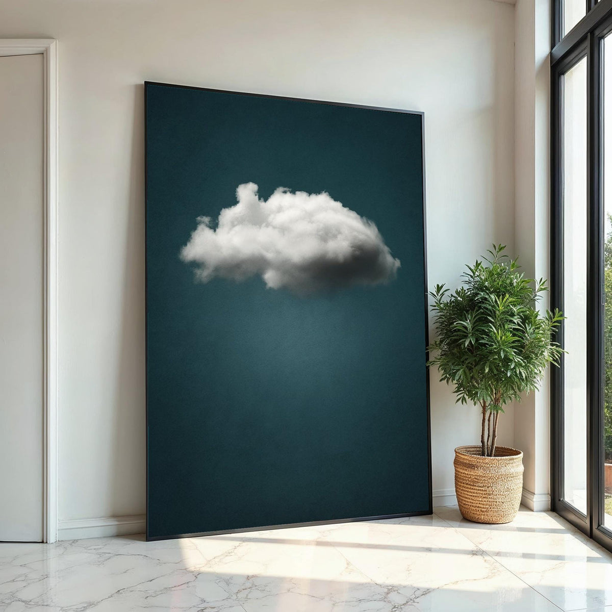 Solitary Cloud Canvas, Dreamy Sky Art, Cloud Wall Print, Minimalist Wall Art Canvas Design, Ready to Hang Home or Office Decor