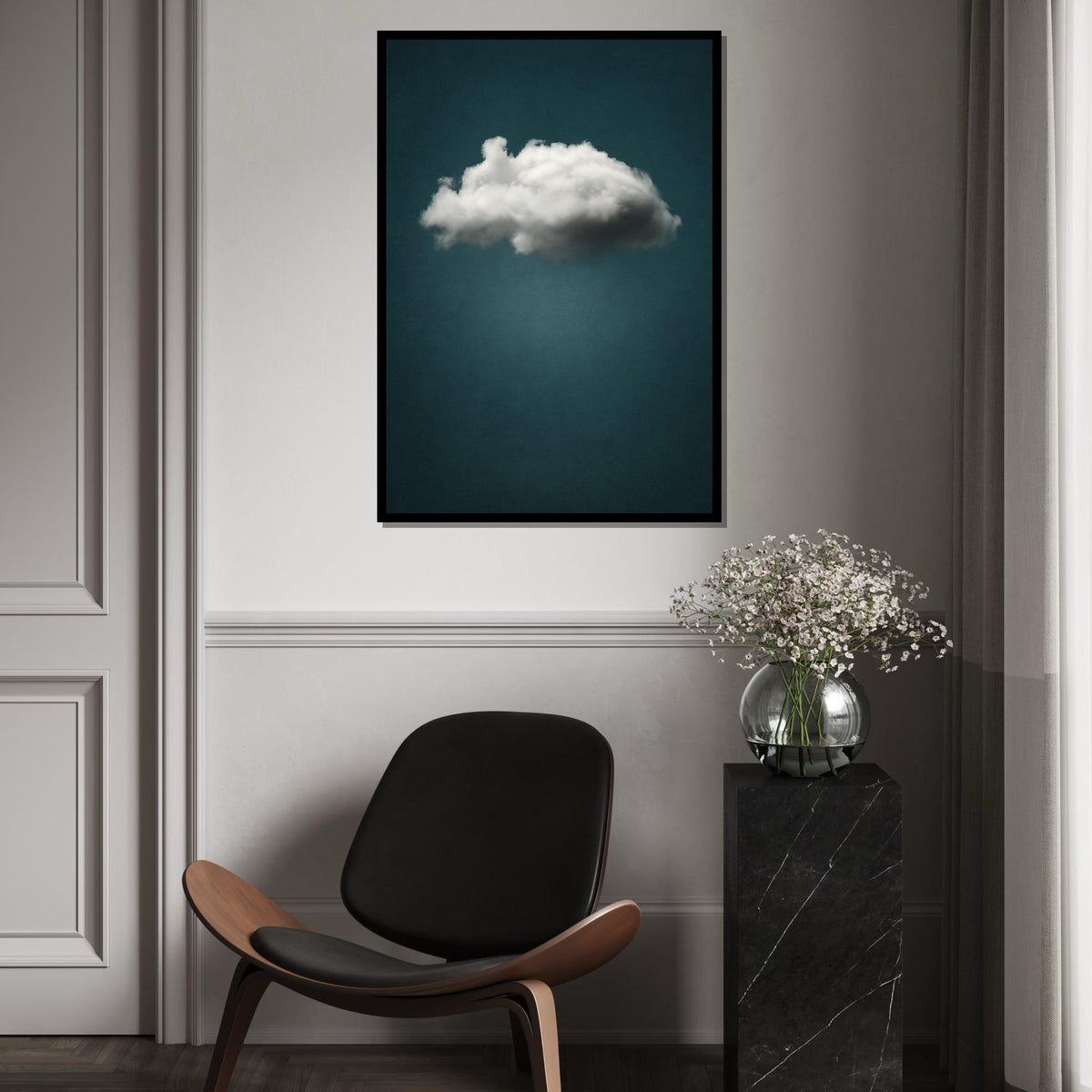 Solitary Cloud Canvas, Dreamy Sky Art, Cloud Wall Print, Minimalist Wall Art Canvas Design, Ready to Hang Home or Office Decor