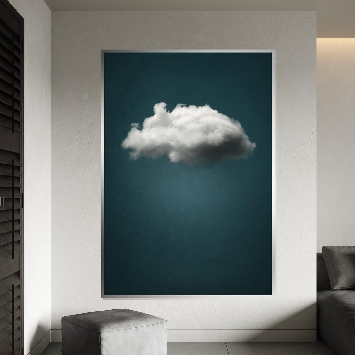 Solitary Cloud Canvas, Dreamy Sky Art, Cloud Wall Print, Minimalist Wall Art Canvas Design, Ready to Hang Home or Office Decor