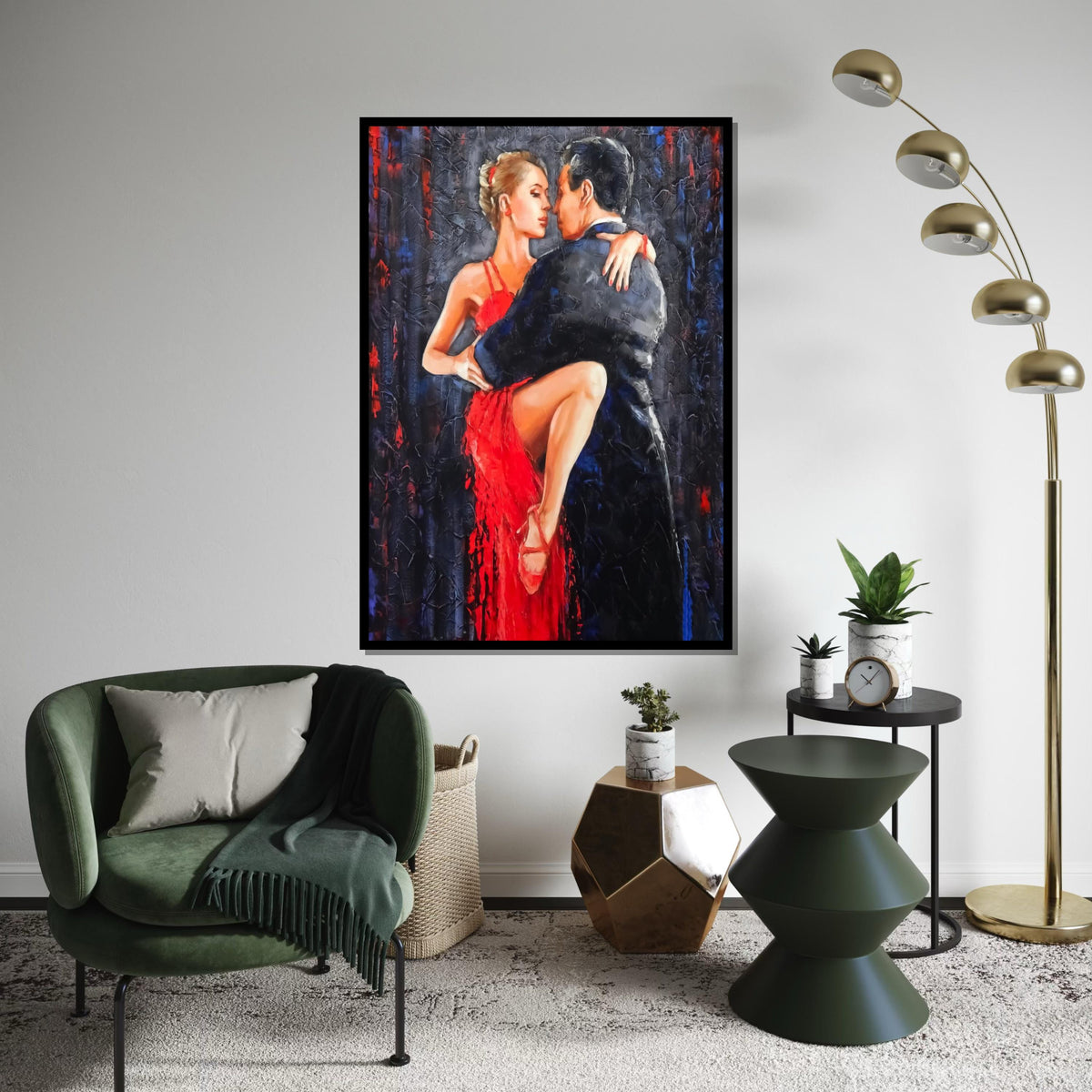 Tango Passion Canvas Art, Dancing Couple Wall Art, Red Dress Dance Print, Romantic Art Design, Canvas Ready To Hang Decoration, Print Canvas