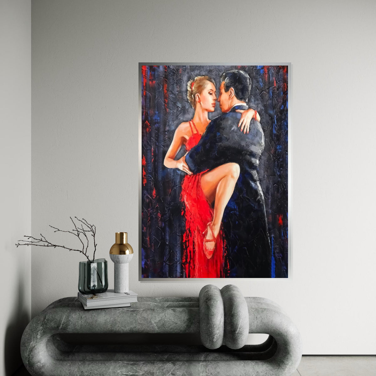 Tango Passion Canvas Art, Dancing Couple Wall Art, Red Dress Dance Print, Romantic Art Design, Canvas Ready To Hang Decoration, Print Canvas
