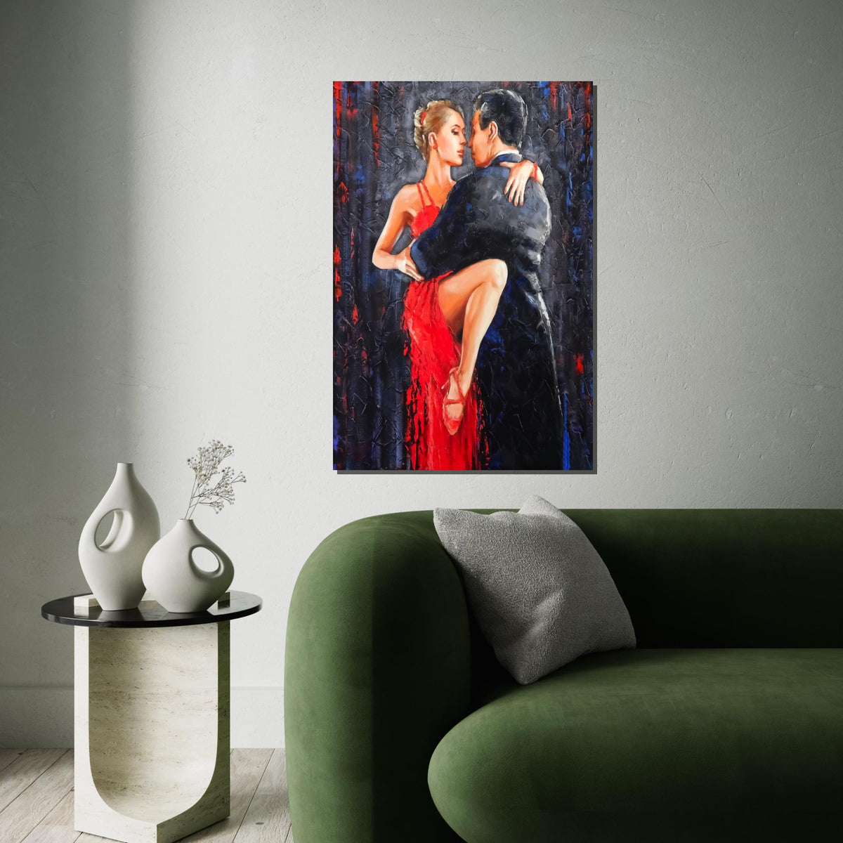 Tango Passion Canvas Art, Dancing Couple Wall Art, Red Dress Dance Print, Romantic Art Design, Canvas Ready To Hang Decoration, Print Canvas