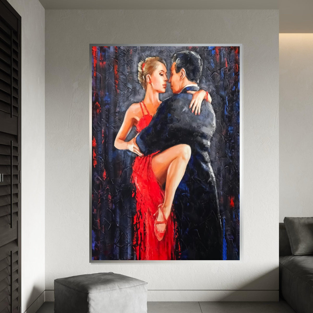 Tango Passion Canvas Art, Dancing Couple Wall Art, Red Dress Dance Print, Romantic Art Design, Canvas Ready To Hang Decoration, Print Canvas