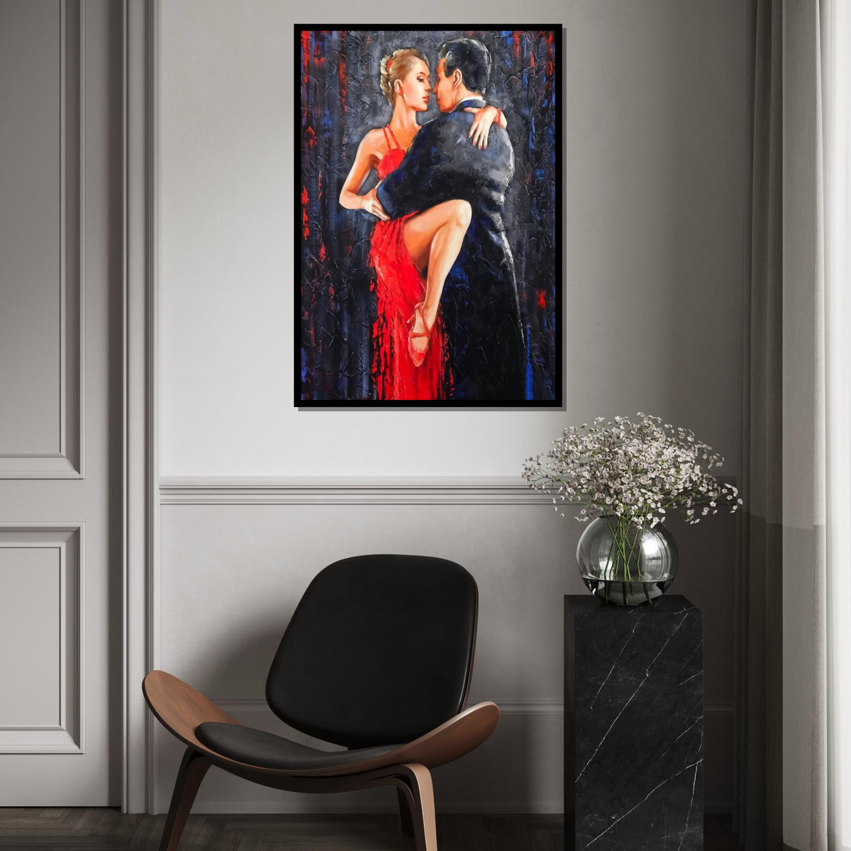 Tango Passion Canvas Art, Dancing Couple Wall Art, Red Dress Dance Print, Romantic Art Design, Canvas Ready To Hang Decoration, Print Canvas
