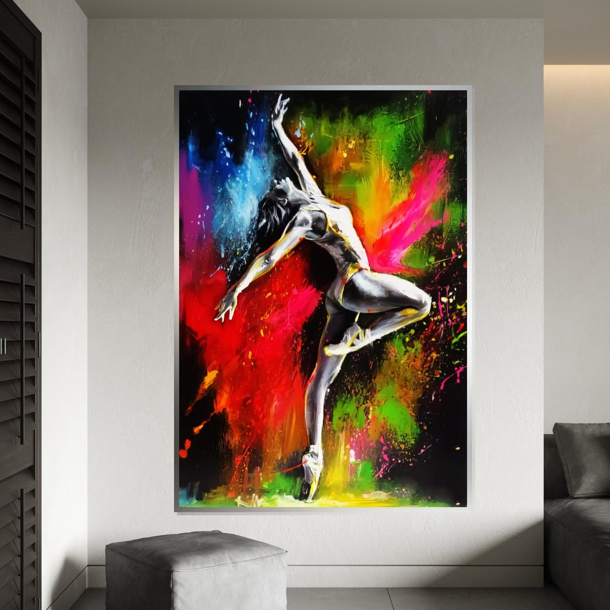 Balerin Art, Dance in Color, Ballerina Canvas, Multicolor Dance Art, Wall Art Canvas Design, Ready To Hang, Vibrant Ballet Decor