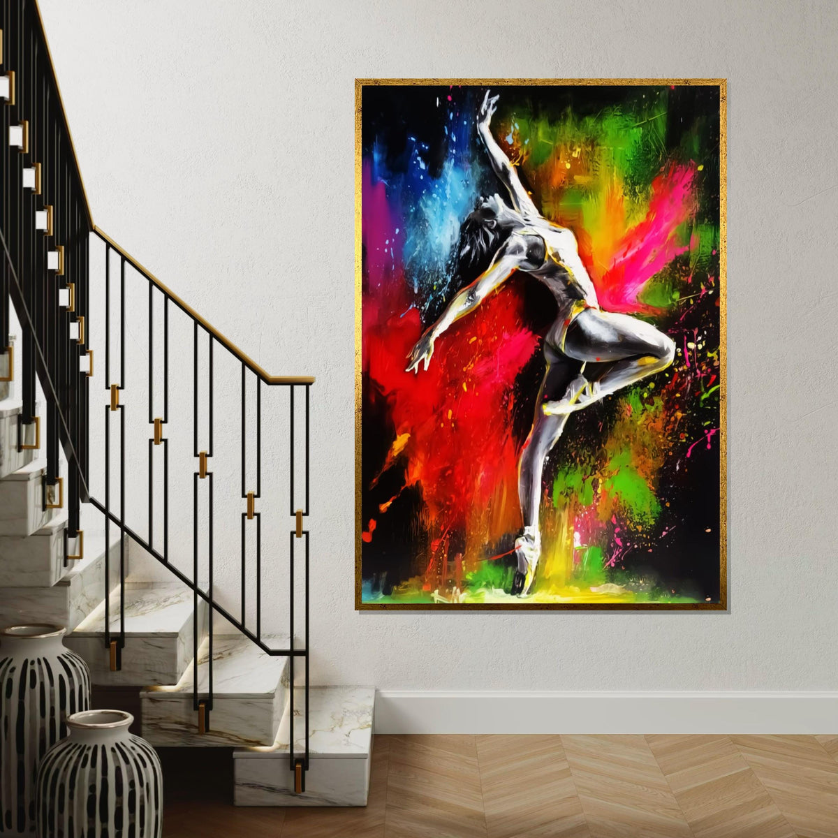 Balerin Art, Dance in Color, Ballerina Canvas, Multicolor Dance Art, Wall Art Canvas Design, Ready To Hang, Vibrant Ballet Decor