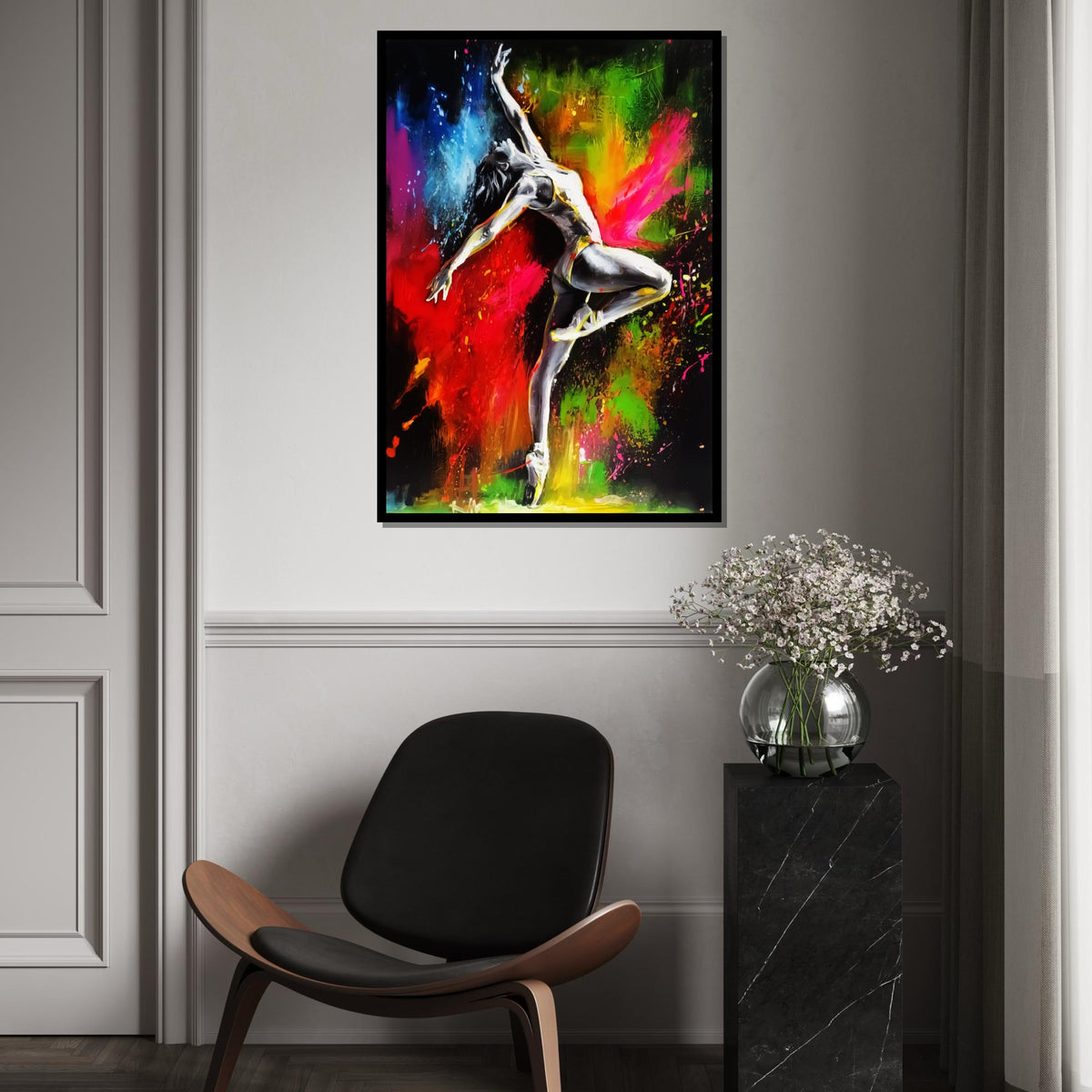 Balerin Art, Dance in Color, Ballerina Canvas, Multicolor Dance Art, Wall Art Canvas Design, Ready To Hang, Vibrant Ballet Decor