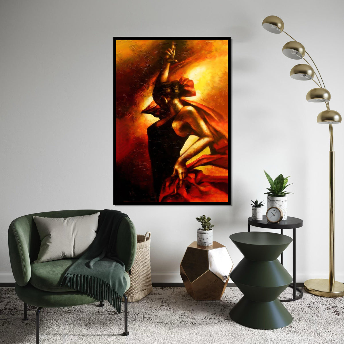 Fiery Flamenco Dancer, Passionate Dance Canvas, Wall Art Canvas Design, Flamenco Art Print, Ready to Hang Decoration
