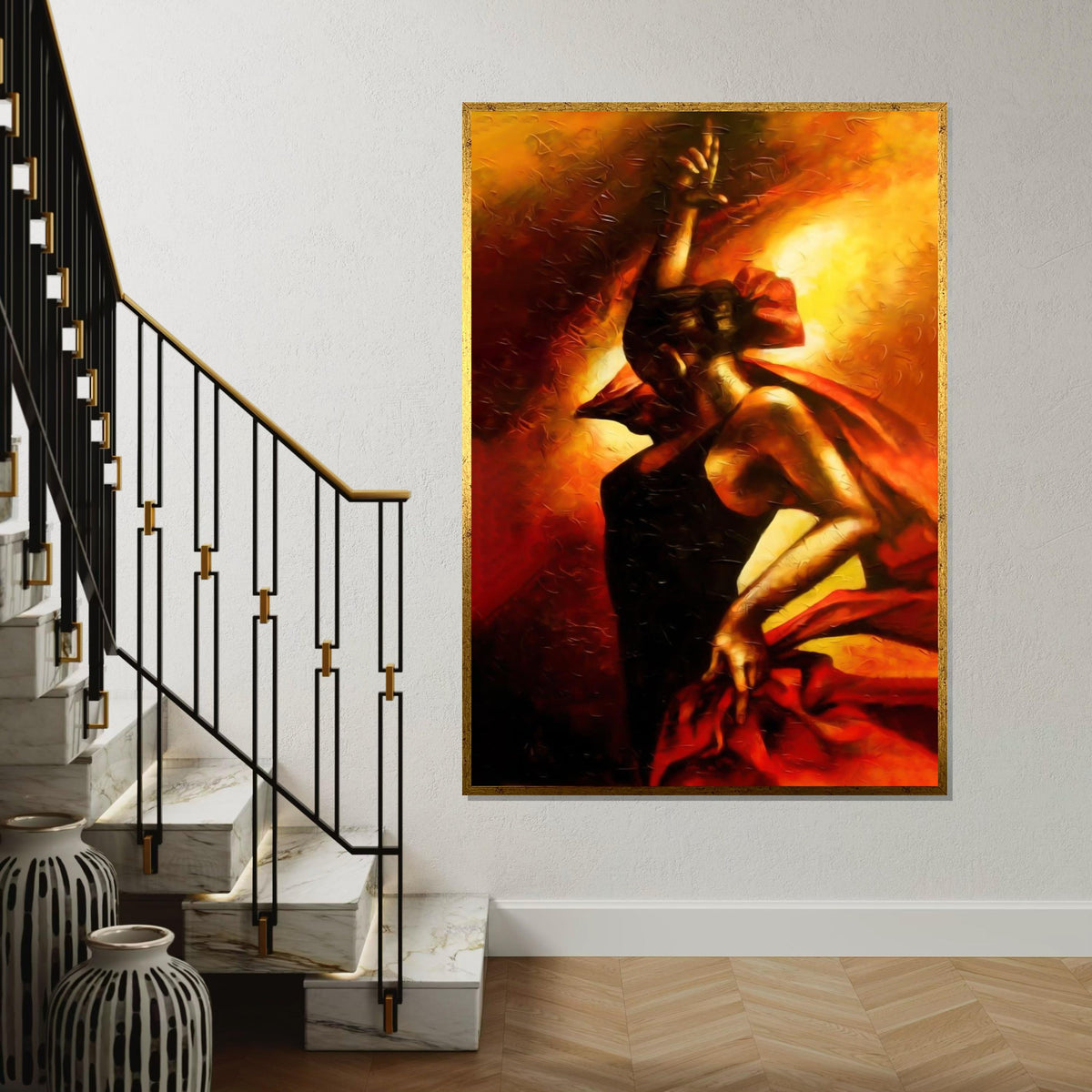 Fiery Flamenco Dancer, Passionate Dance Canvas, Wall Art Canvas Design, Flamenco Art Print, Ready to Hang Decoration