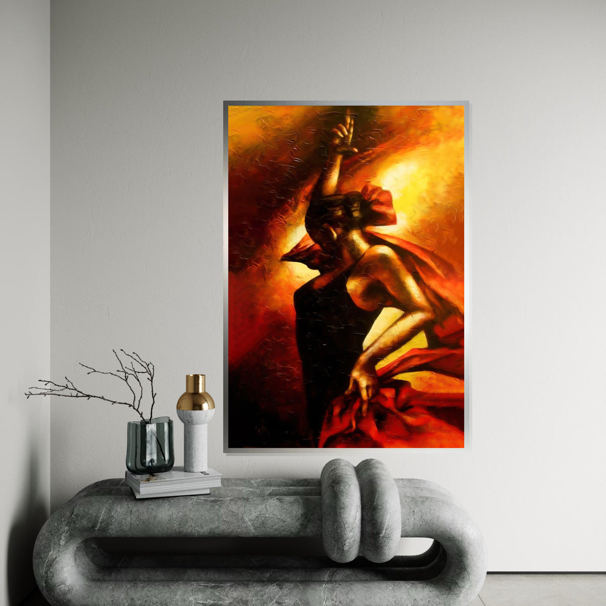 Fiery Flamenco Dancer, Passionate Dance Canvas, Wall Art Canvas Design, Flamenco Art Print, Ready to Hang Decoration