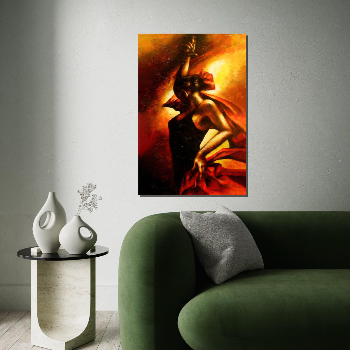 Fiery Flamenco Dancer, Passionate Dance Canvas, Wall Art Canvas Design, Flamenco Art Print, Ready to Hang Decoration