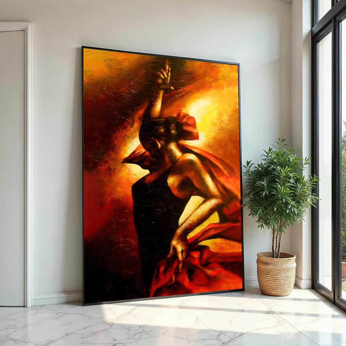 Fiery Flamenco Dancer, Passionate Dance Canvas, Wall Art Canvas Design, Flamenco Art Print, Ready to Hang Decoration