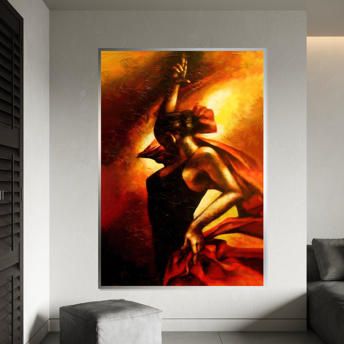 Fiery Flamenco Dancer, Passionate Dance Canvas, Wall Art Canvas Design, Flamenco Art Print, Ready to Hang Decoration