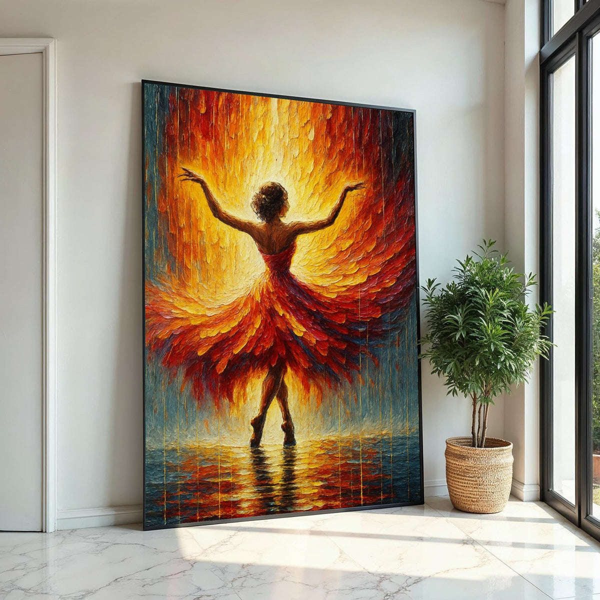 Fiery Dancer Canvas, Ballet Wall Art, Abstract Dance Print, Colorful Wall Art, Wall Art Canvas Design, Ready to Hang Decoration