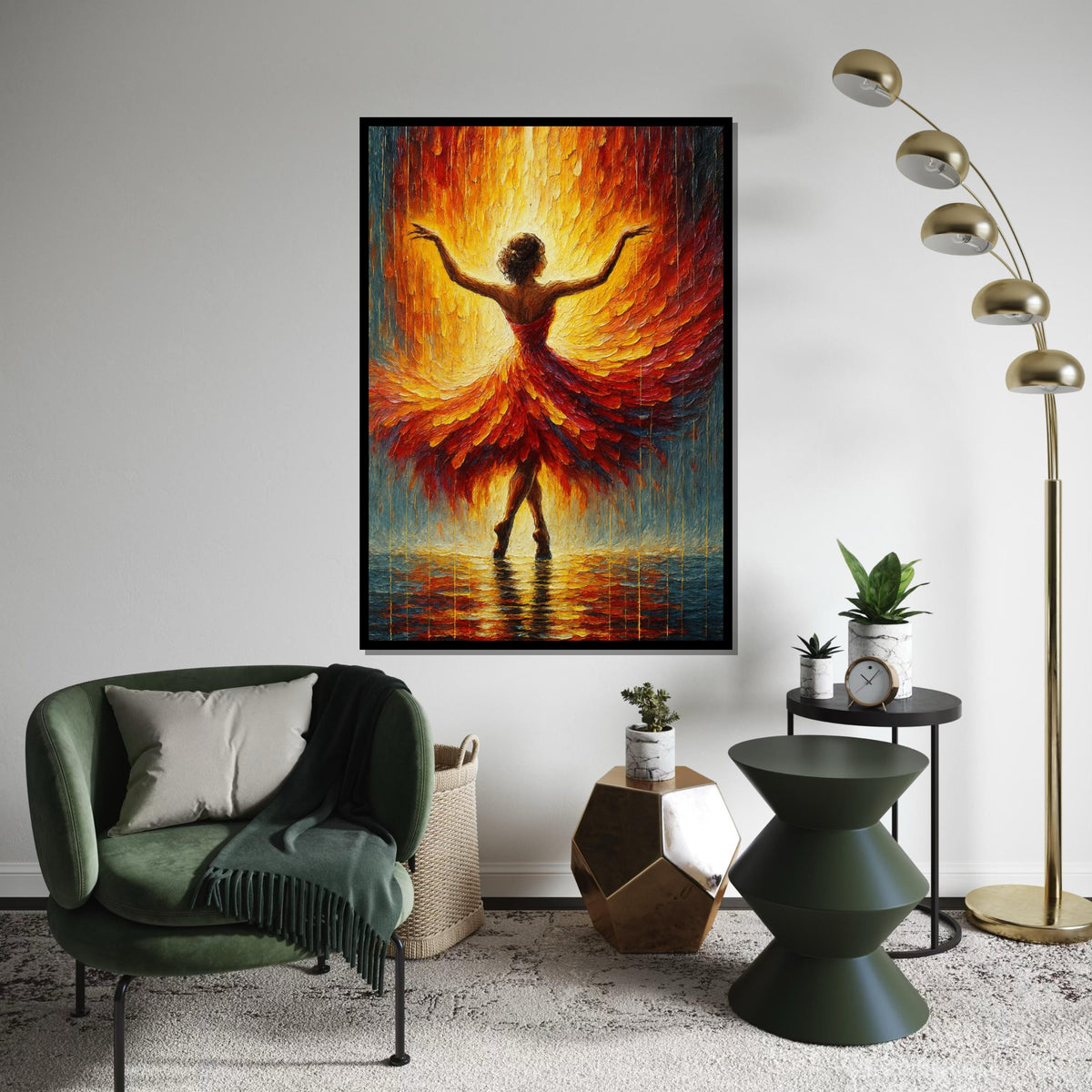 Fiery Dancer Canvas, Ballet Wall Art, Abstract Dance Print, Colorful Wall Art, Wall Art Canvas Design, Ready to Hang Decoration