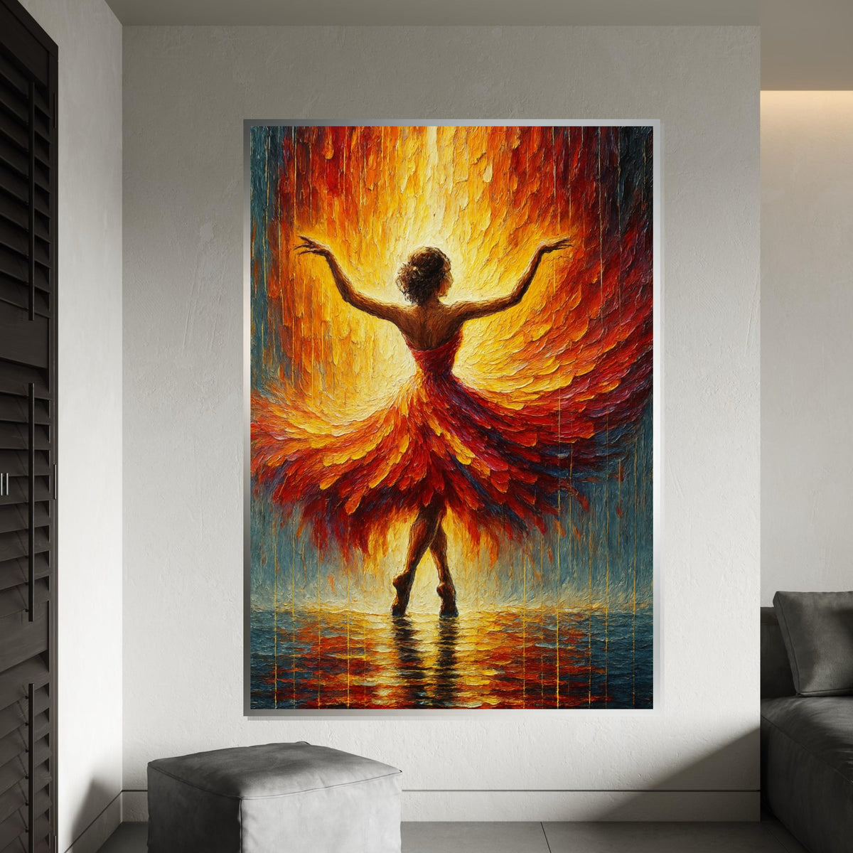 Fiery Dancer Canvas, Ballet Wall Art, Abstract Dance Print, Colorful Wall Art, Wall Art Canvas Design, Ready to Hang Decoration