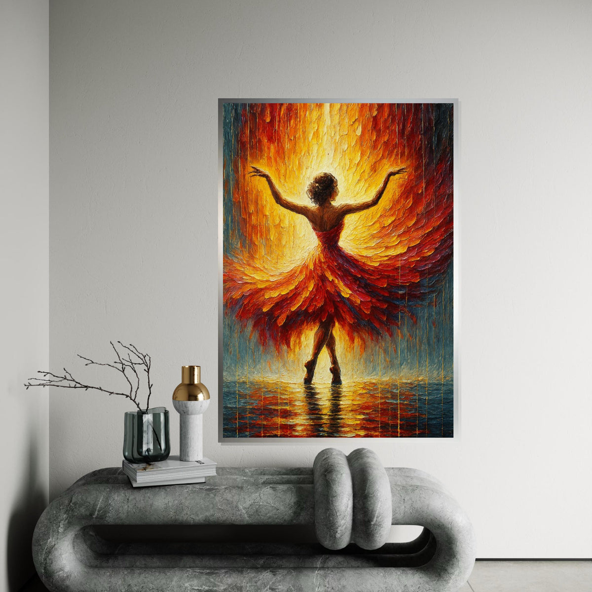 Fiery Dancer Canvas, Ballet Wall Art, Abstract Dance Print, Colorful Wall Art, Wall Art Canvas Design, Ready to Hang Decoration