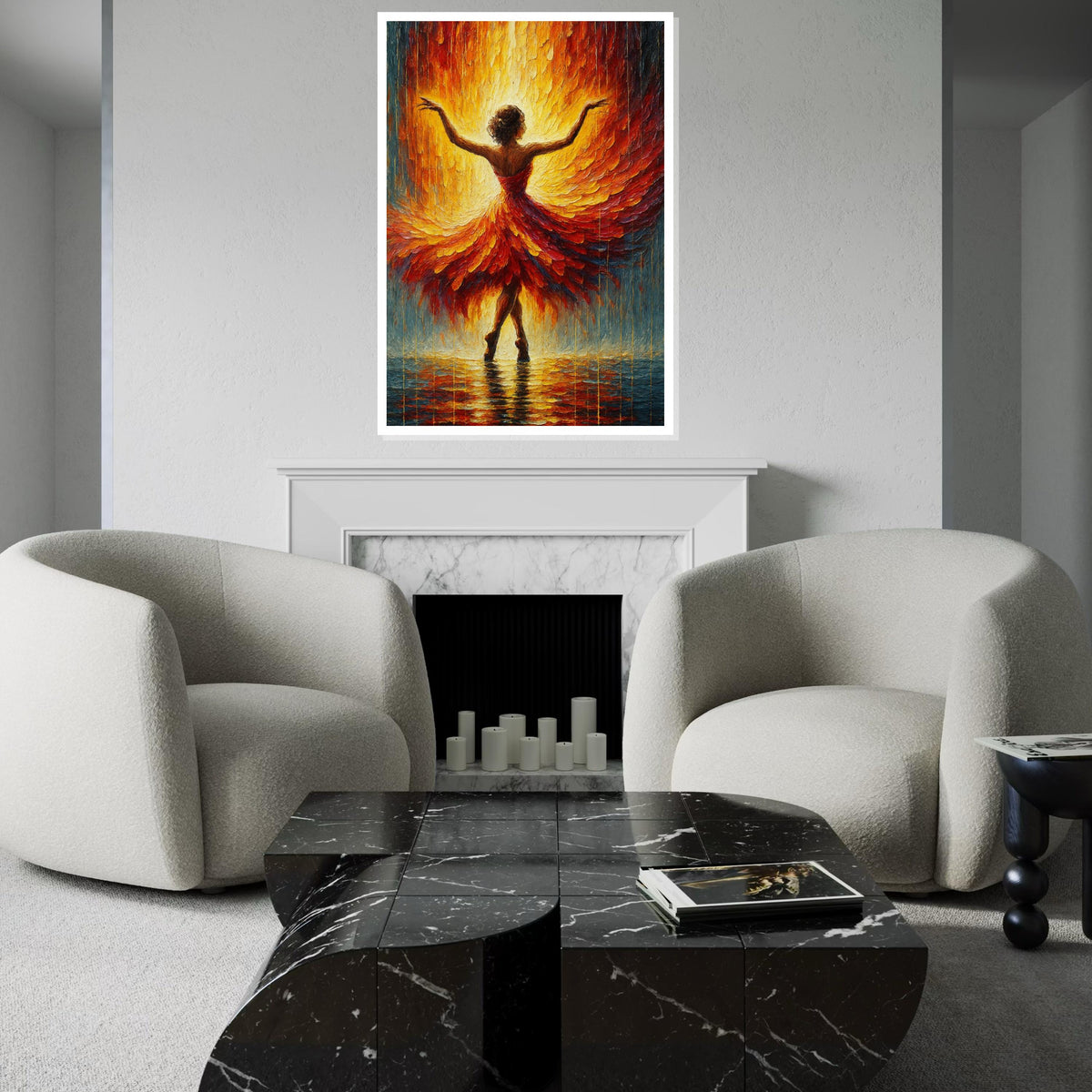 Fiery Dancer Canvas, Ballet Wall Art, Abstract Dance Print, Colorful Wall Art, Wall Art Canvas Design, Ready to Hang Decoration
