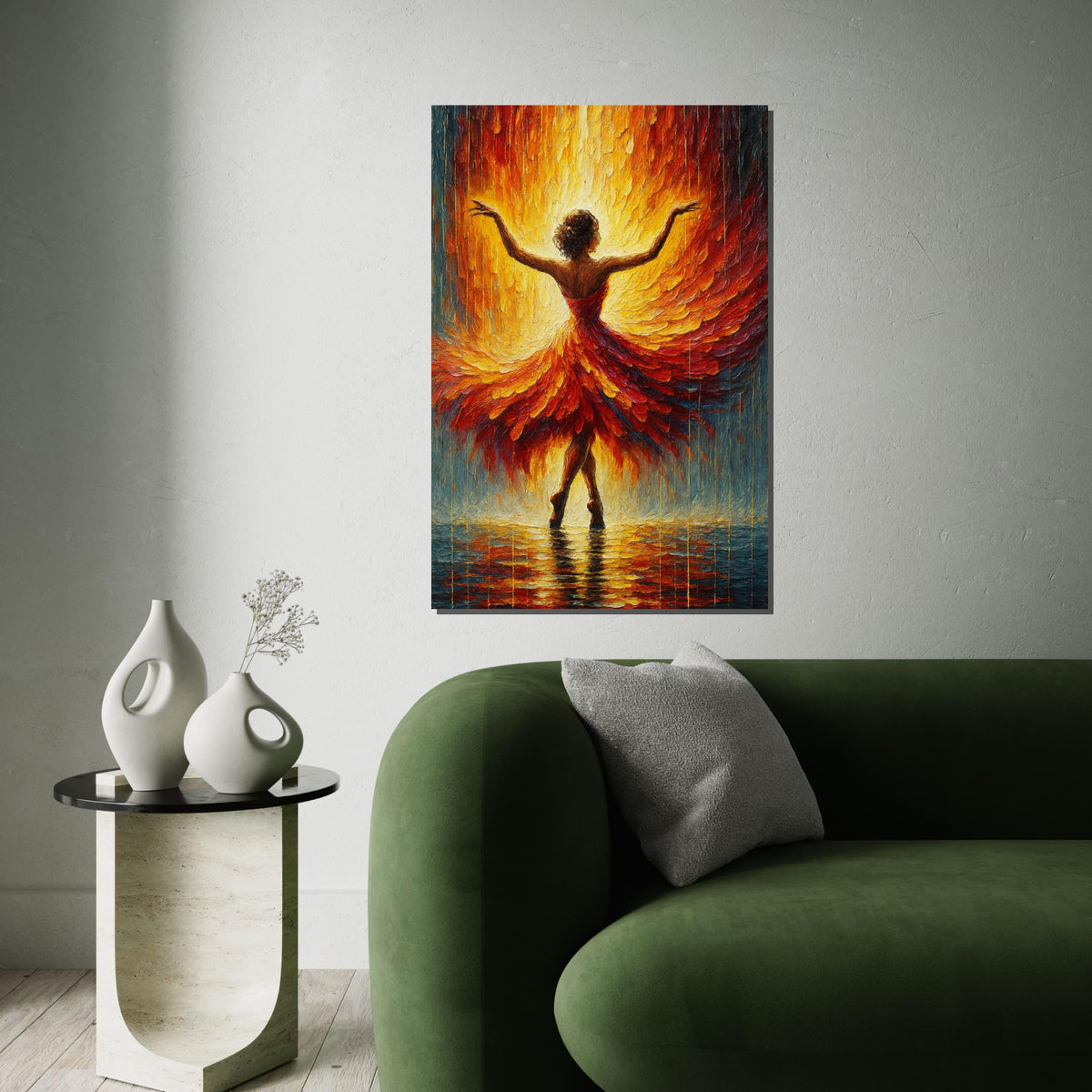 Fiery Dancer Canvas, Ballet Wall Art, Abstract Dance Print, Colorful Wall Art, Wall Art Canvas Design, Ready to Hang Decoration