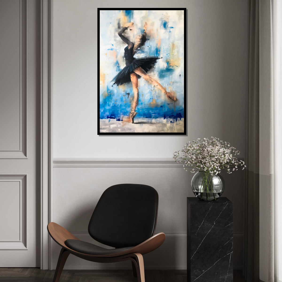 Ballerina Canvas Wall Art, Dance Art Print, Ballet Wall Decor, Elegant Dancer Canvas, Wall Art Canvas Design, Ready to Hang Decoration