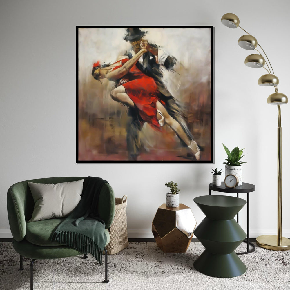 Elegant Tango Dance Canvas, Passionate Dance Art, Red Dress Dancers, Wall Art Canvas Design, Romantic Dance Print, Ready To Hang Decor