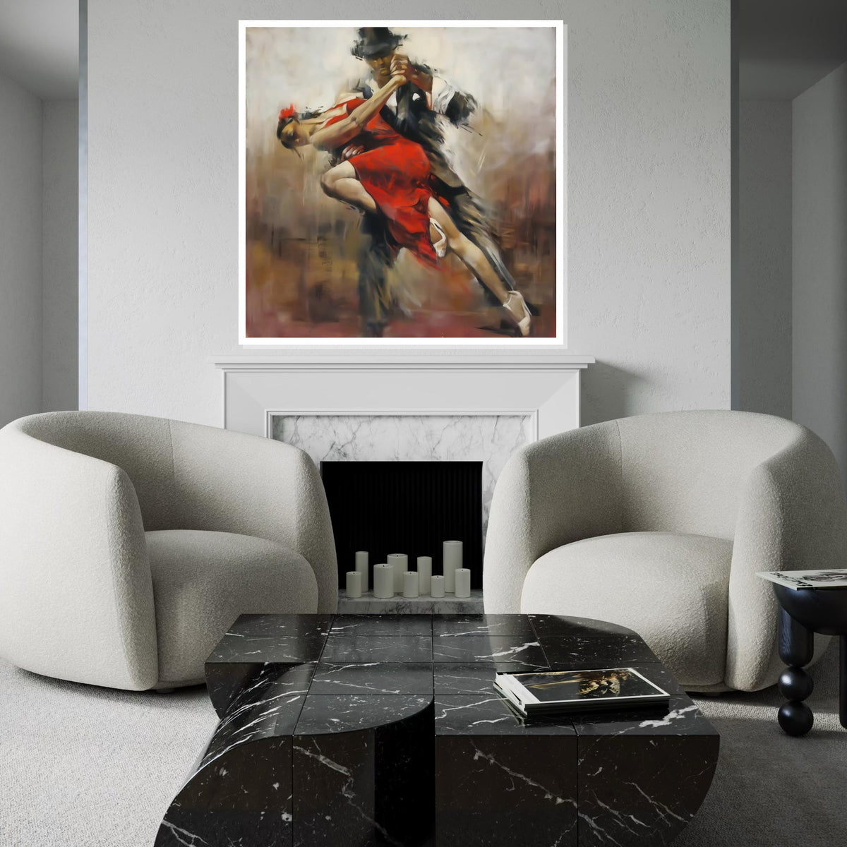 Elegant Tango Dance Canvas, Passionate Dance Art, Red Dress Dancers, Wall Art Canvas Design, Romantic Dance Print, Ready To Hang Decor