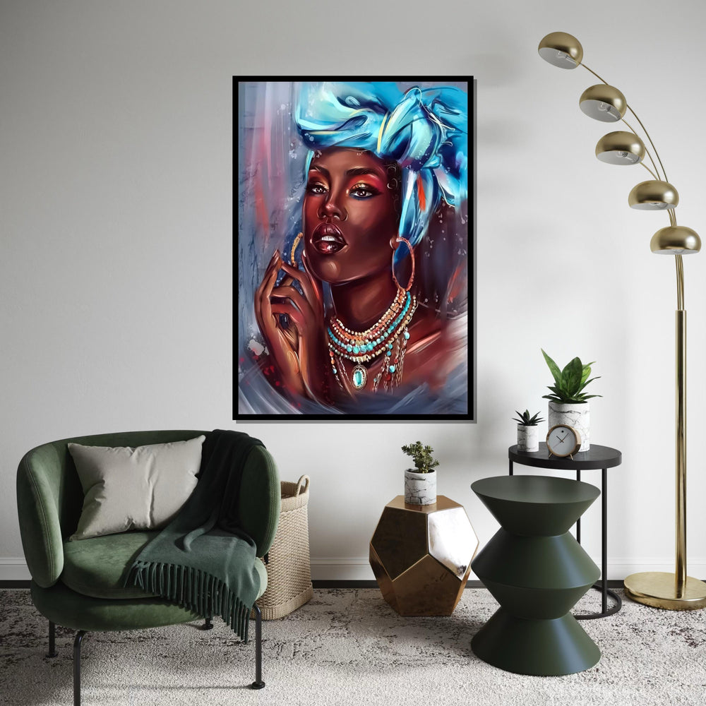 Elegant Afro Woman Canvas, Portrait Wall Art, Afro Woman Art, Wall Art Canvas Design, Ready To Hang Decoration, Print Art