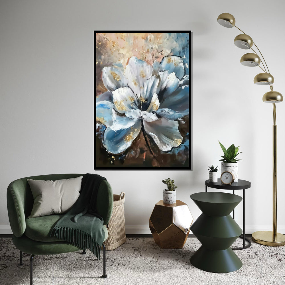 Abstract Blue Flower Canvas, Floral Wall Art, Flower Print, Botanical Decor, Wall Art Canvas Design, Ready To Hang Decoration