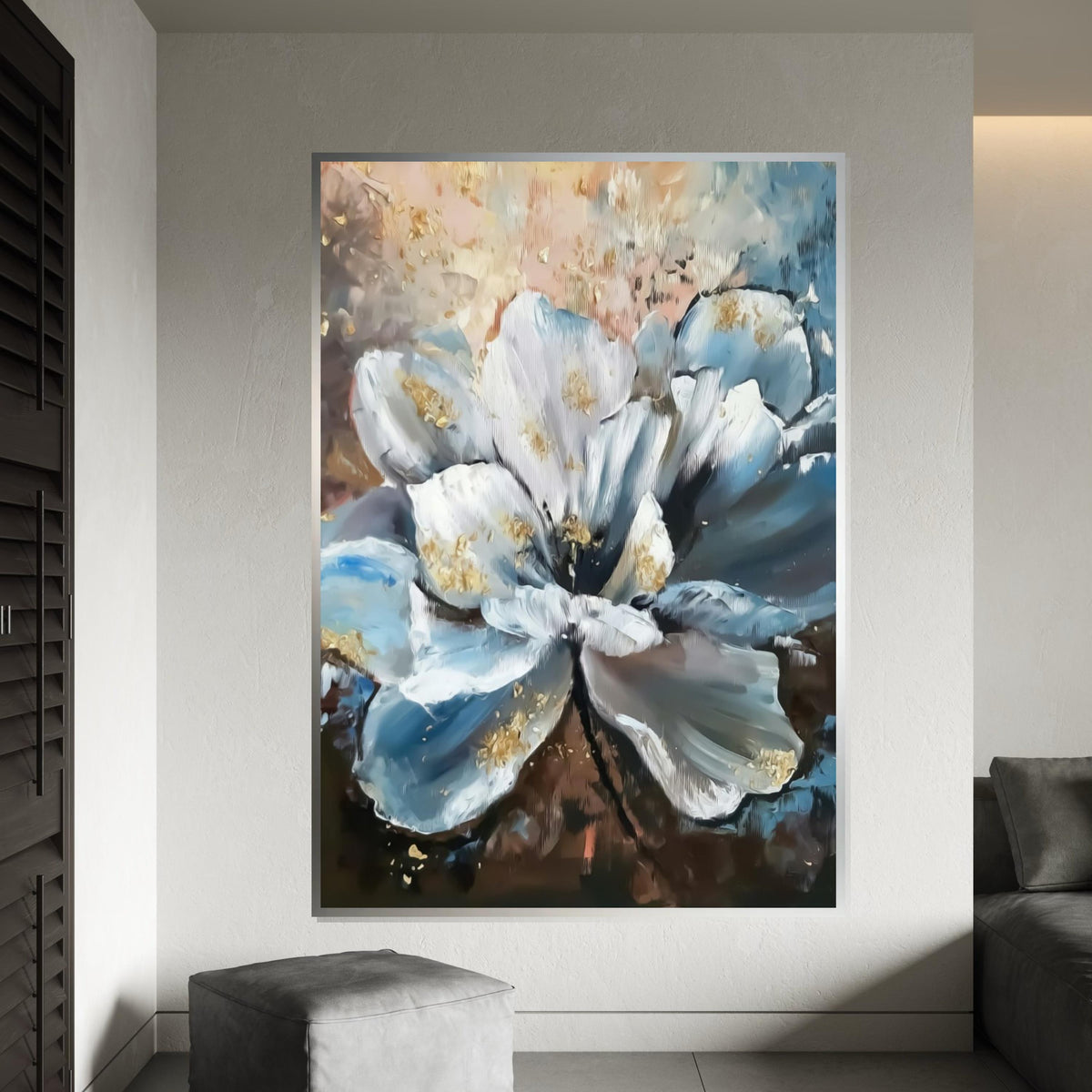 Abstract Blue Flower Canvas, Floral Wall Art, Flower Print, Botanical Decor, Wall Art Canvas Design, Ready To Hang Decoration