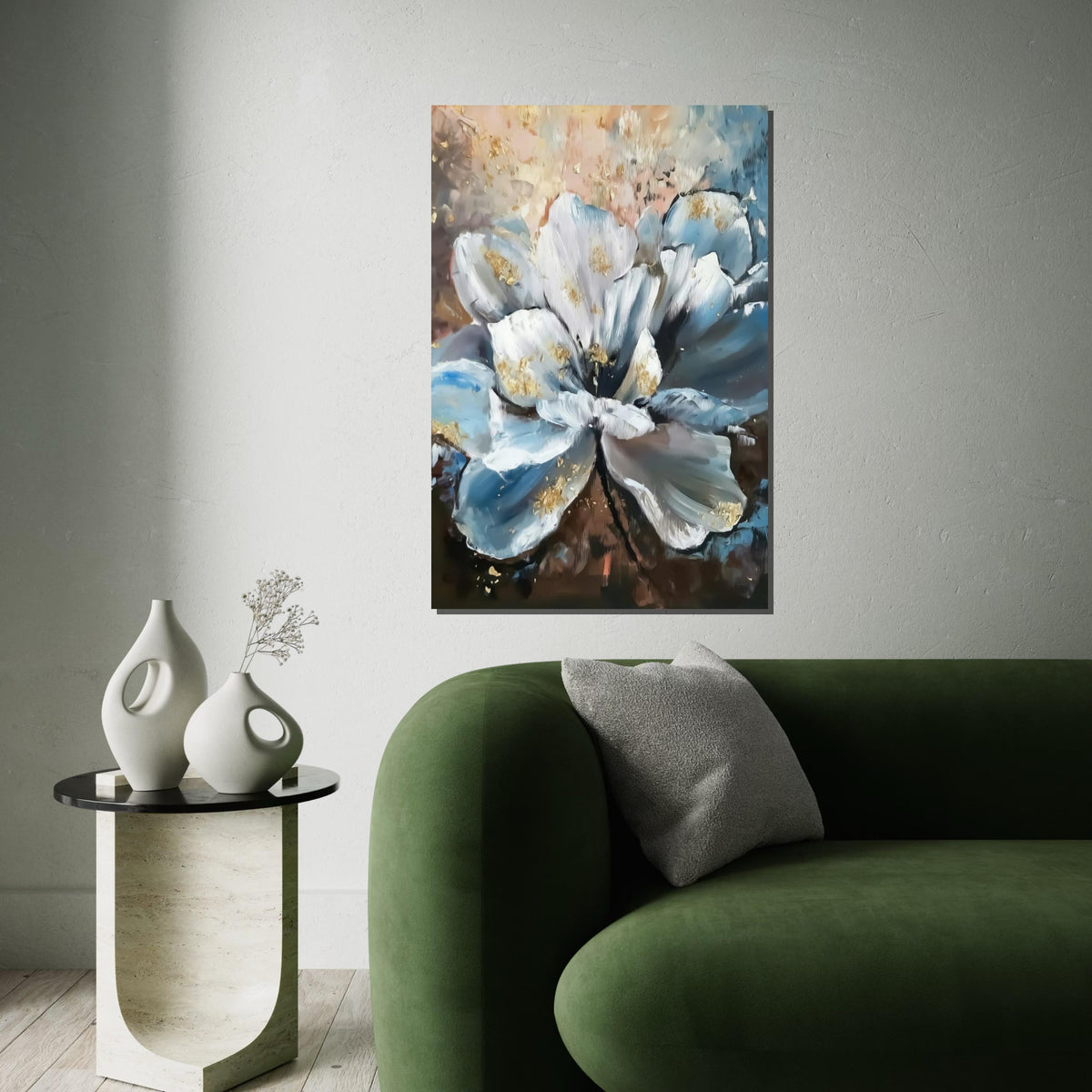 Abstract Blue Flower Canvas, Floral Wall Art, Flower Print, Botanical Decor, Wall Art Canvas Design, Ready To Hang Decoration
