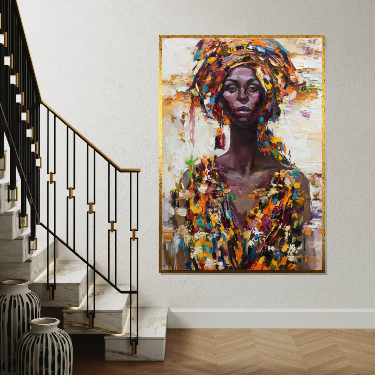 Vibrant Portrait Canvas, Multicolor Woman Art, Abstract Wall Art, Canvas Design, Ready to Hang, Colorful Expression, Home Decor