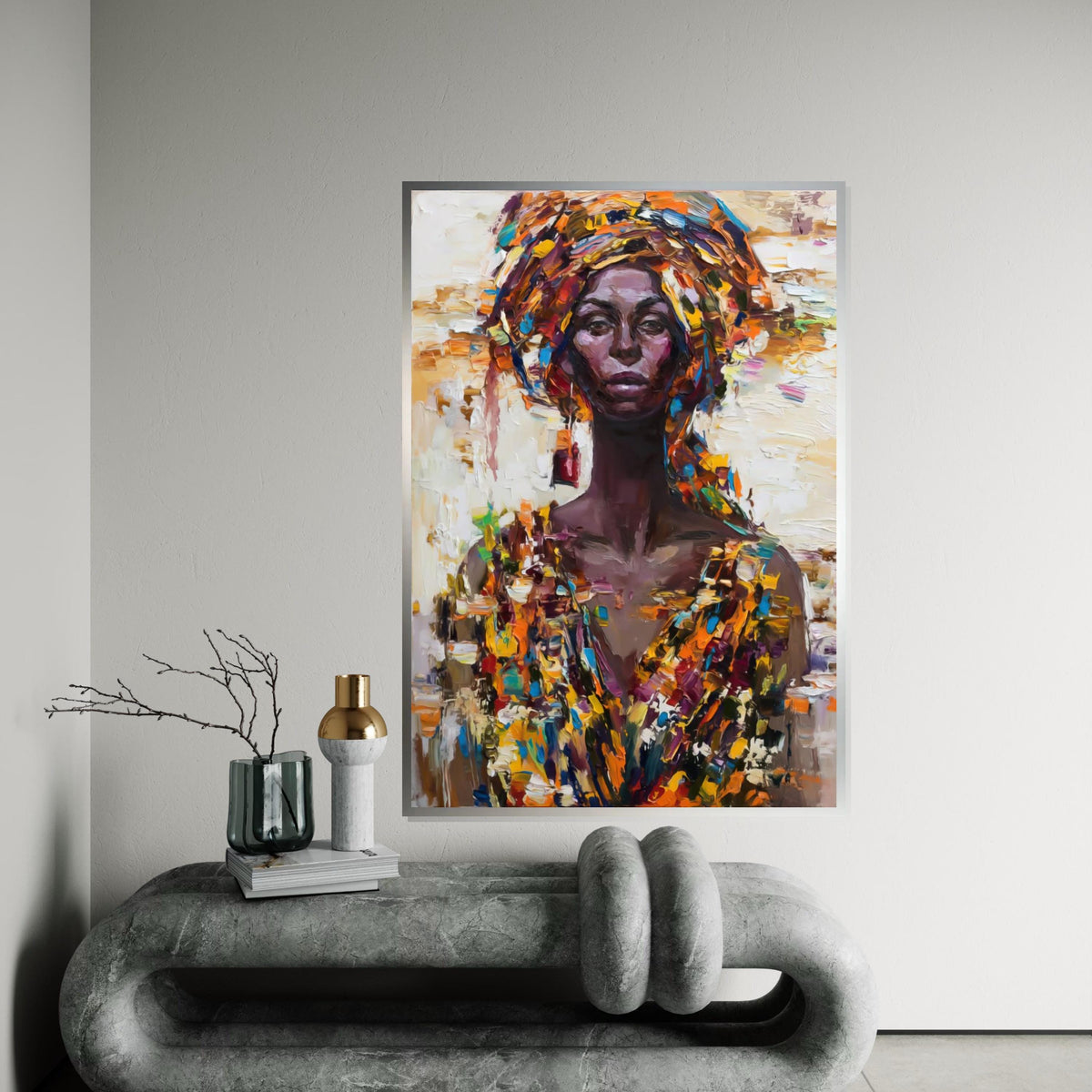 Vibrant Portrait Canvas, Multicolor Woman Art, Abstract Wall Art, Canvas Design, Ready to Hang, Colorful Expression, Home Decor