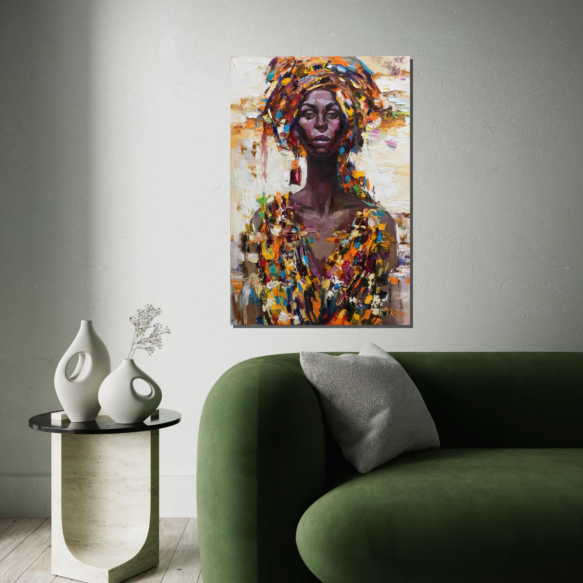 Vibrant Portrait Canvas, Multicolor Woman Art, Abstract Wall Art, Canvas Design, Ready to Hang, Colorful Expression, Home Decor