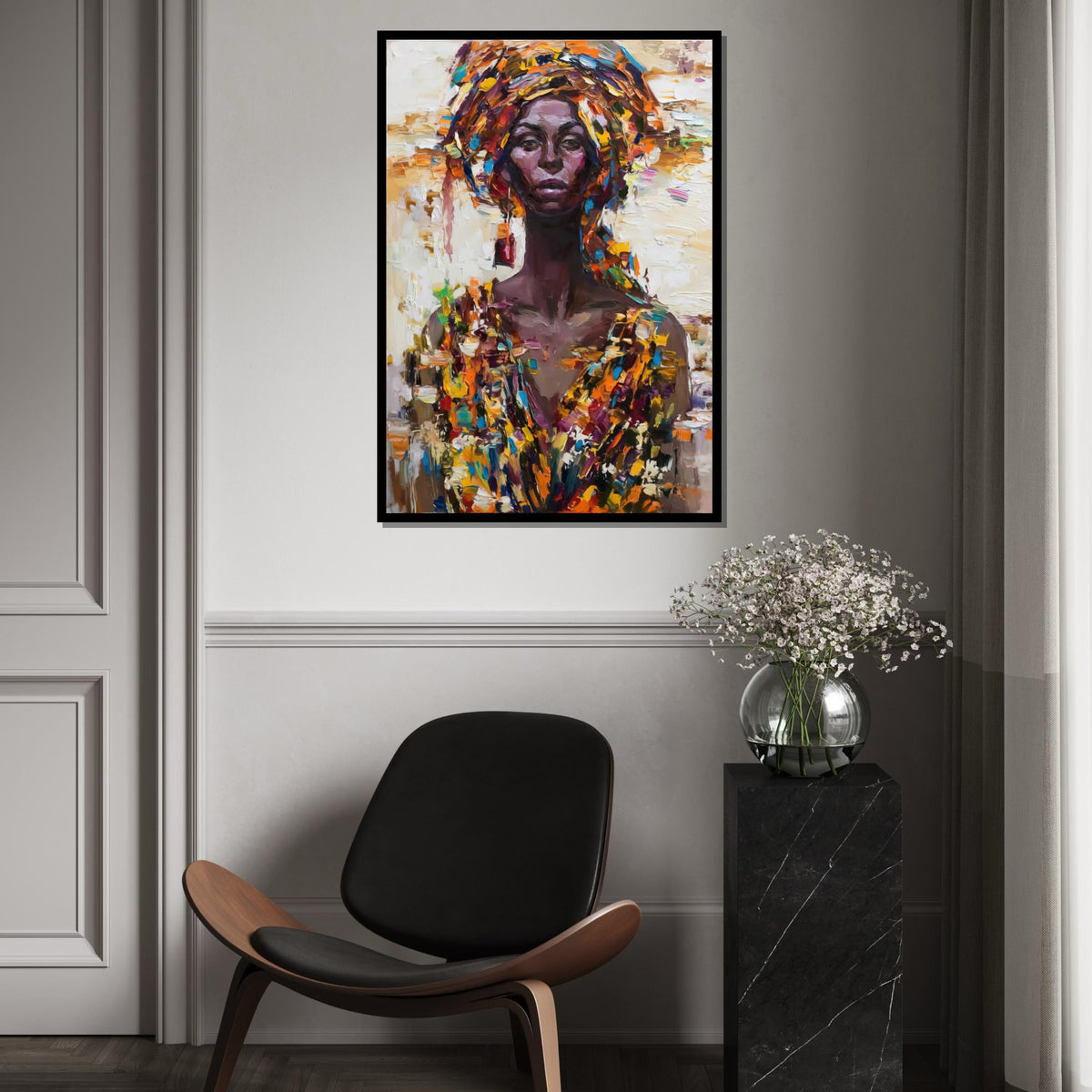 Vibrant Portrait Canvas, Multicolor Woman Art, Abstract Wall Art, Canvas Design, Ready to Hang, Colorful Expression, Home Decor