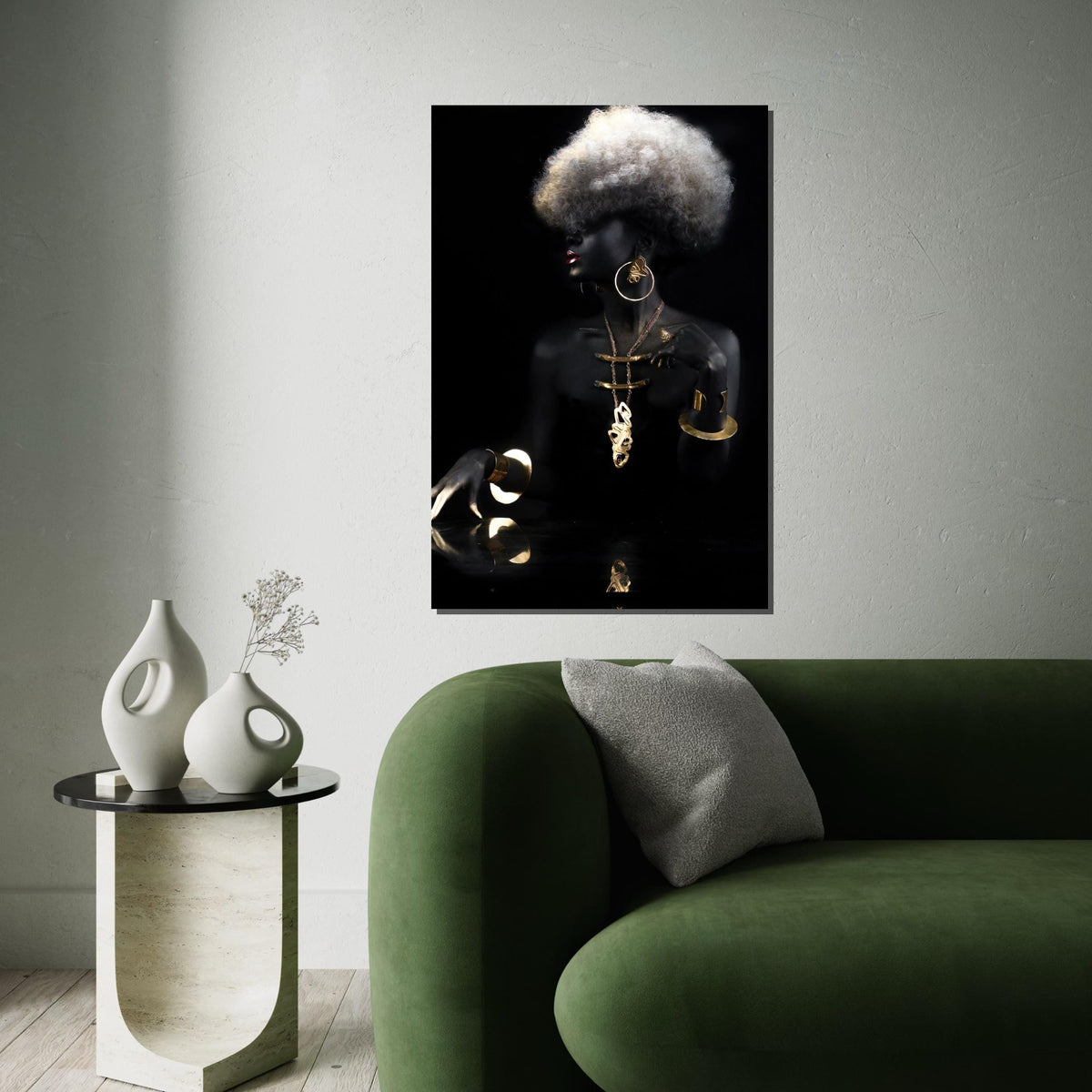 Elegant Woman Canvas, Gold Jewelry Art, Black and Gold Wall Art, Fashion Poster, Wall Art Canvas Design, Ready to Hang Decoration