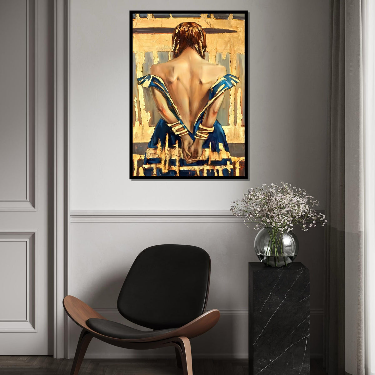 Elegant Woman Canvas, Back Portrait Wall Art, Abstract Woman Poster, Wall Art Canvas Design, Ready To Hang Decoration