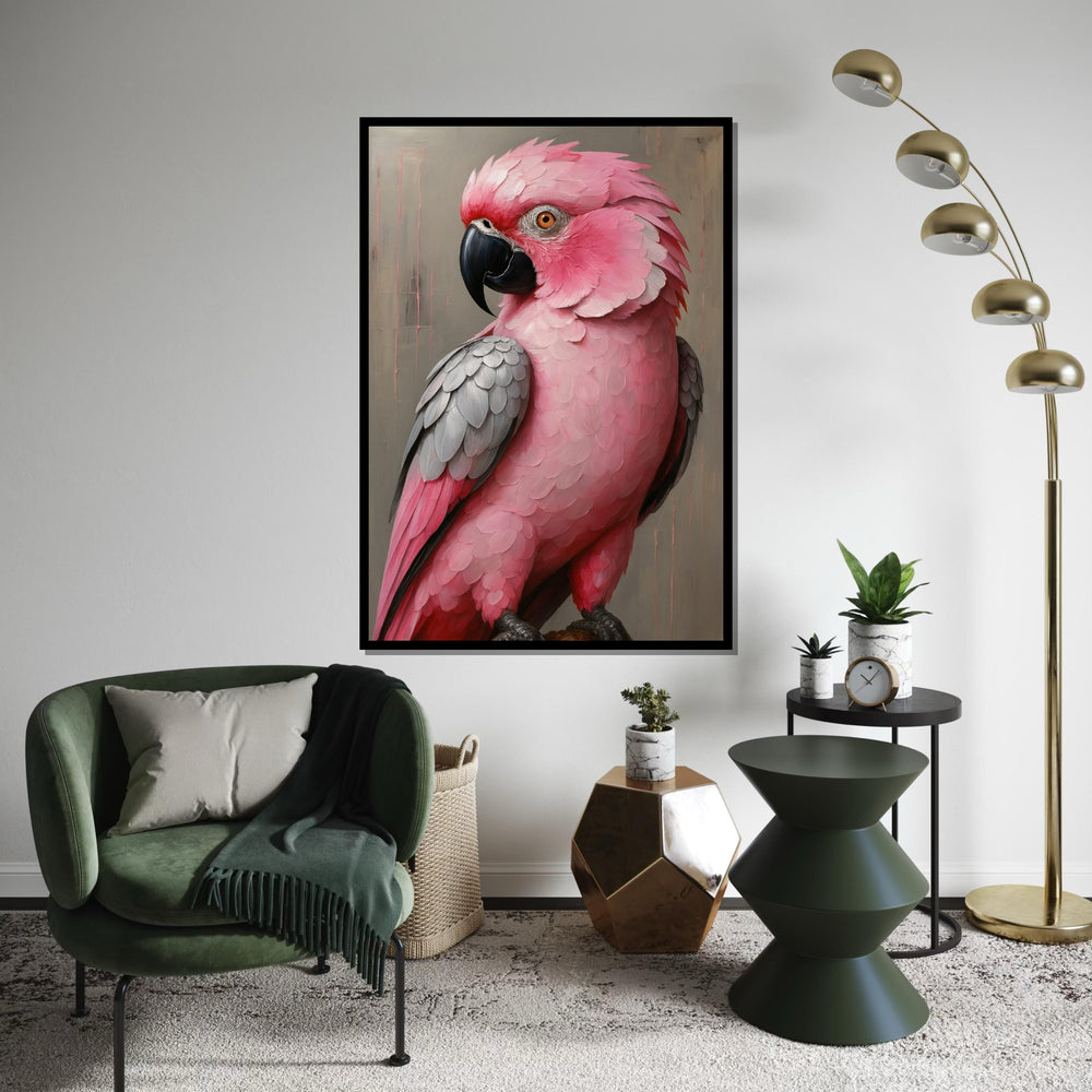 Pink Cockatoo Canvas, Parrot Wall Art, Elegant Bird Poster, Animal Canvas Design, Ready to Hang Art, Home Decor Wall Print