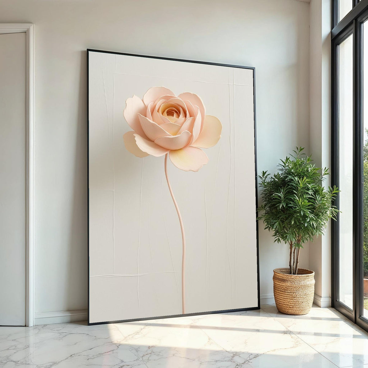 Delicate Bloom Canvas Art, Rose Wall Art, Minimalist Flower Print, Botanical Poster, Wall Art Canvas Design, Ready To Hang Decoration